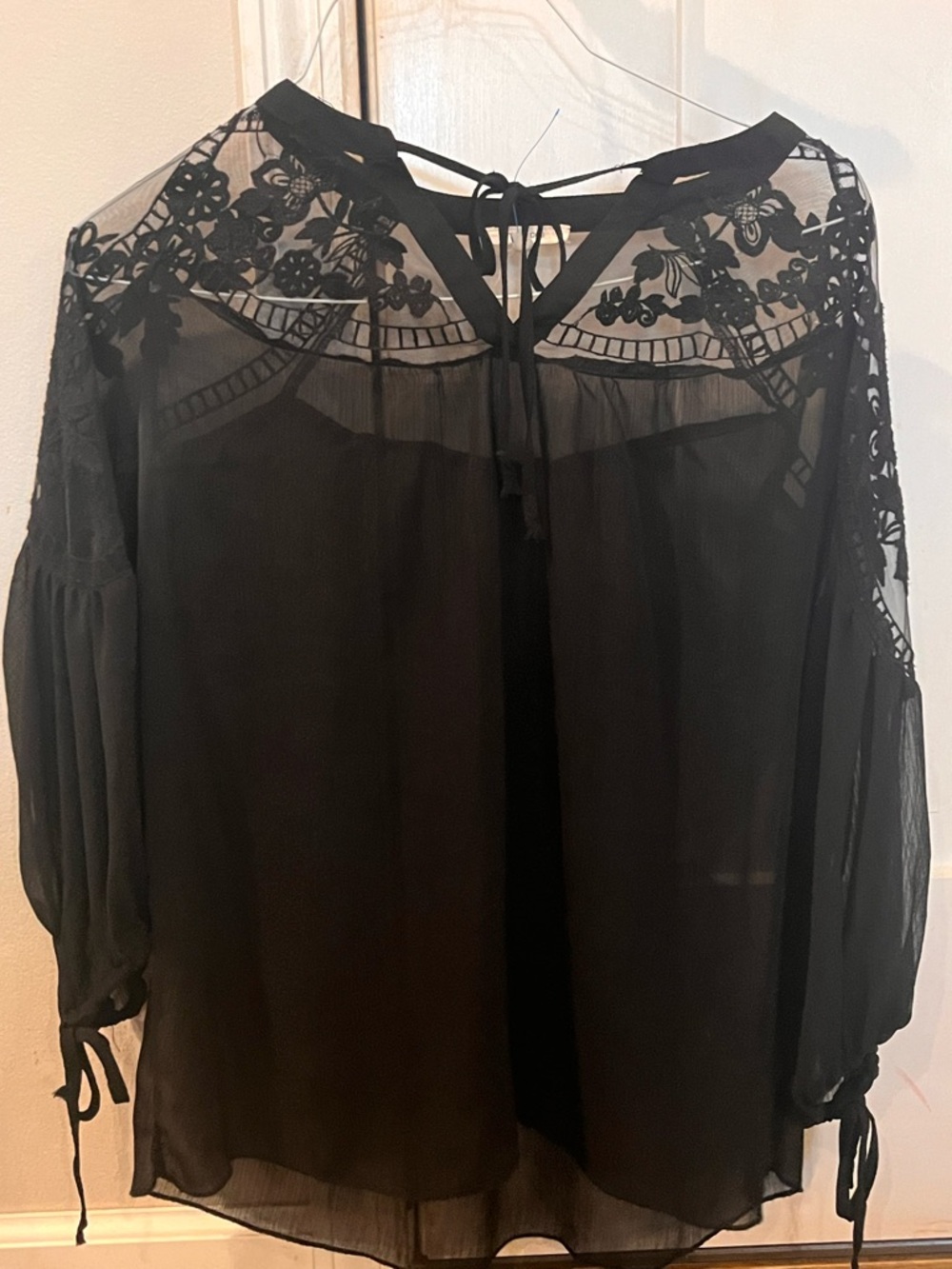 Maurices Black Sheer Blouse with Lace